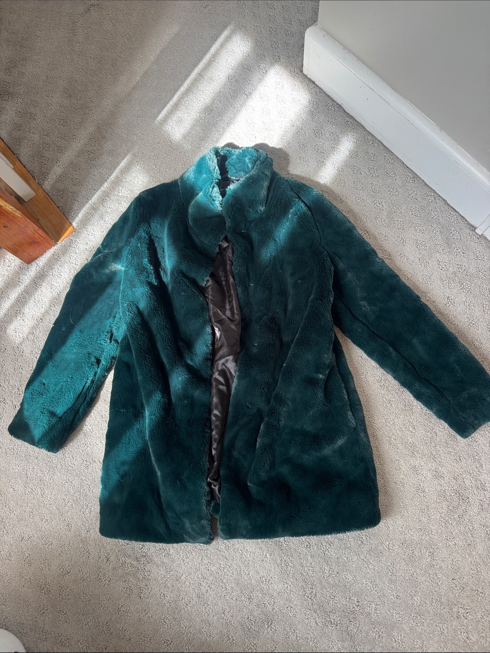 Calvin Klein Teal Plush Faux Fur Jacket